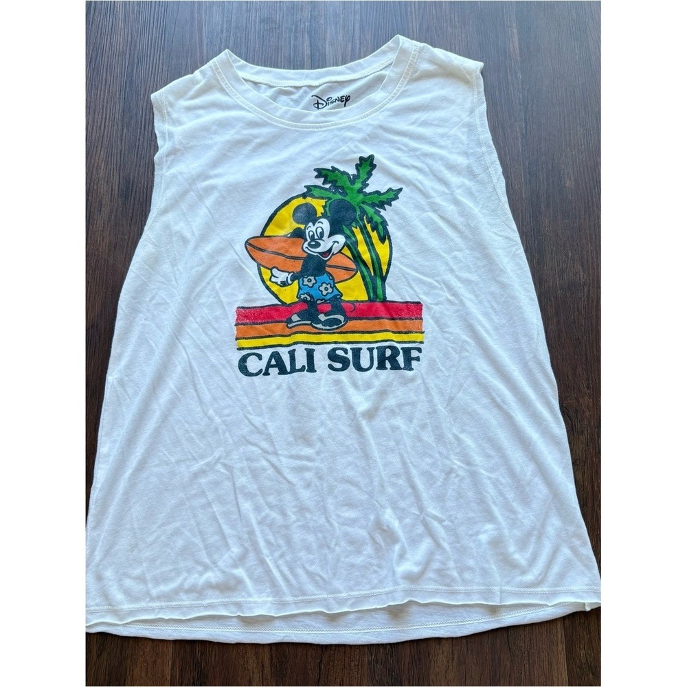 Y2K Disney Muscle Tank Vintage Graphic Tee Mickey Mouse Cali Surf Disney Adult M